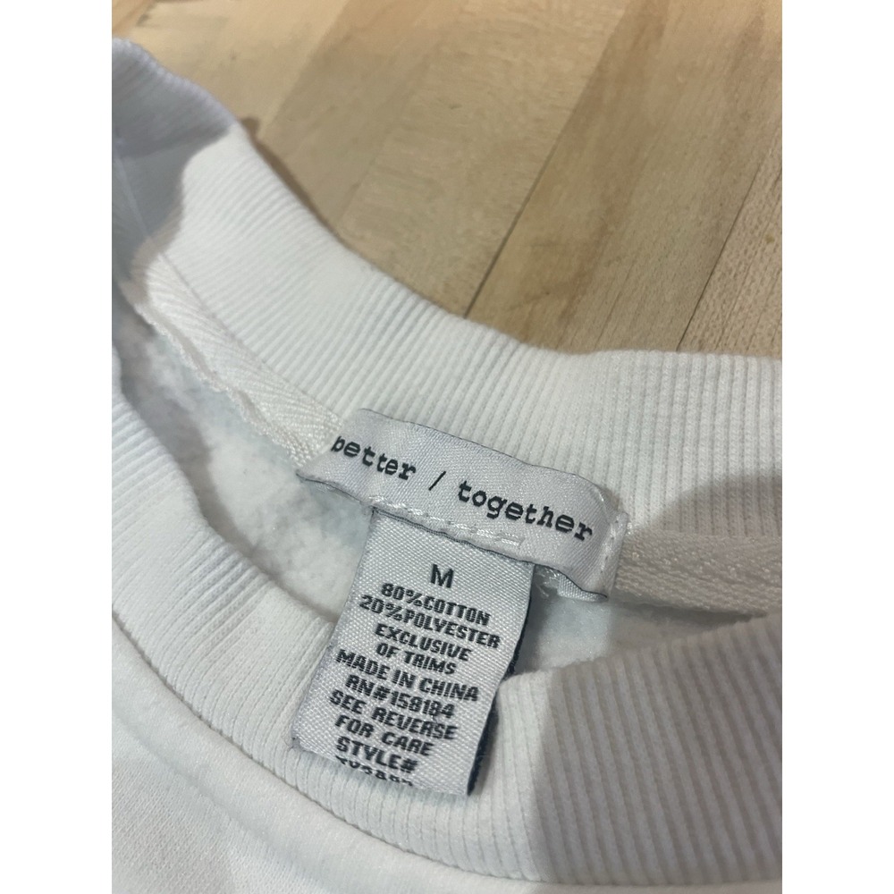 Better Together Good Energy Club White Sweatshirt Pink Lettering M - Picture 3 of 7